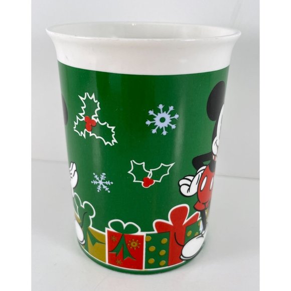 Disney Mickey Mouse Ceramic Green Christmas Coffee Tea Cup Mug 2013 Presents - Picture 2 of 7
